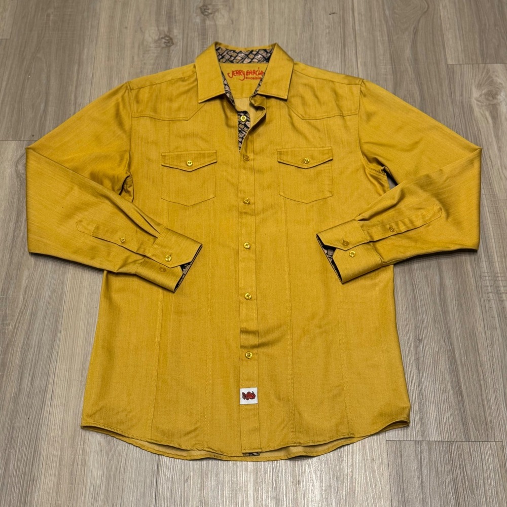 Jerry Garcia Excelsior Western Shirt Men's M Mustard Yellow Long Sleeve Button